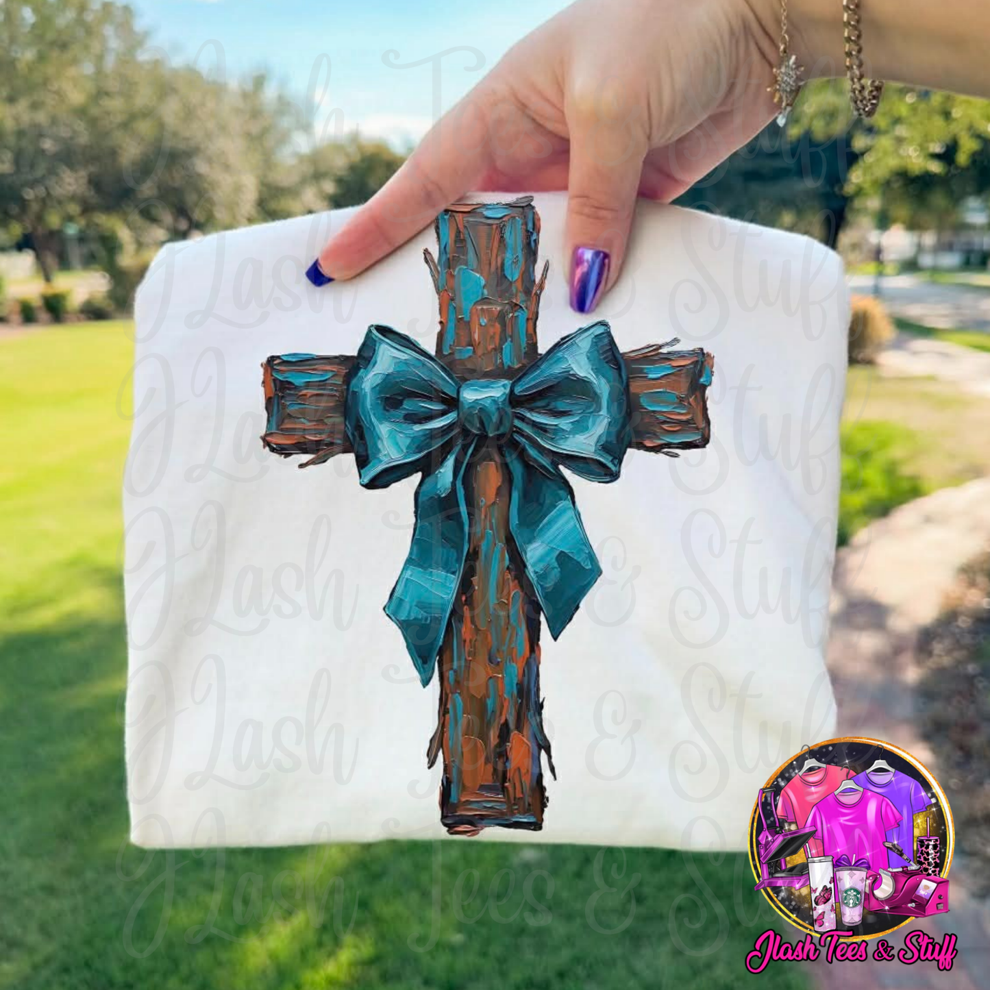 Painted Cross with Teal