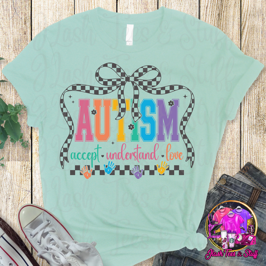 Autism - Accept - Understand - Love - Black Bow OR White Bow