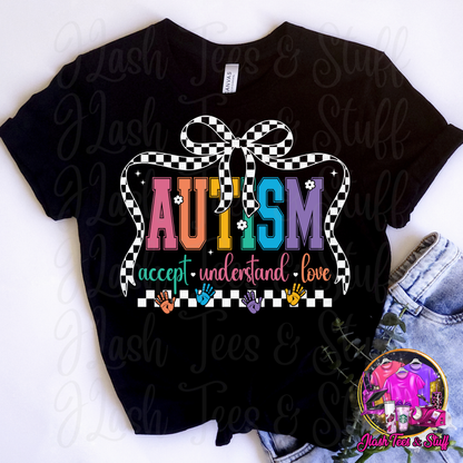 Autism - Accept - Understand - Love - Black Bow OR White Bow