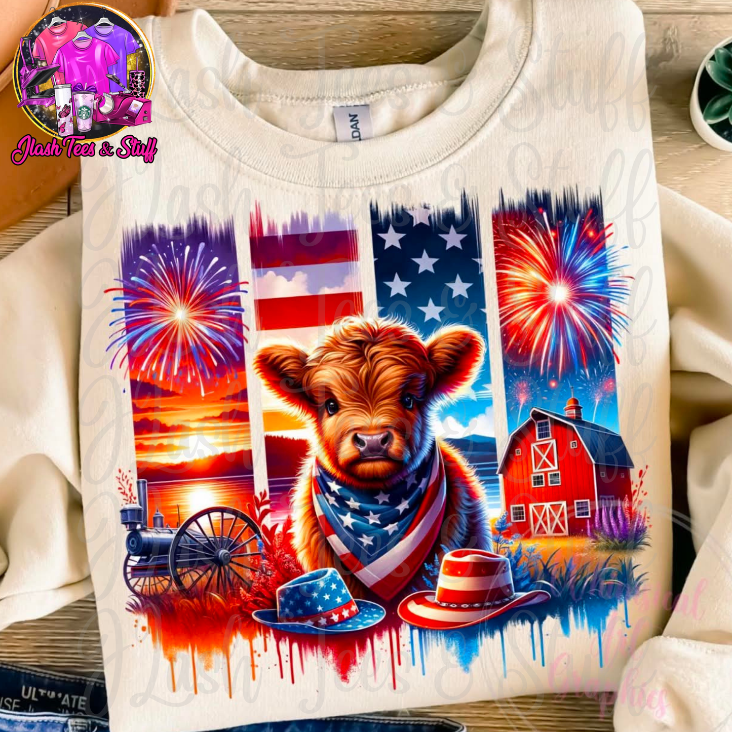 4th of July Cow with Bandana