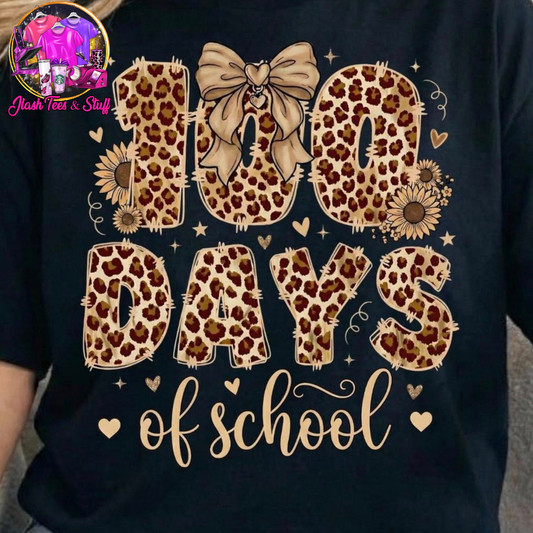 100 Days of School with Leopard Print Letters