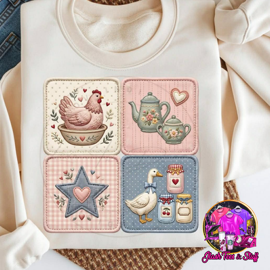 Geese and Chicken | Faux Patches