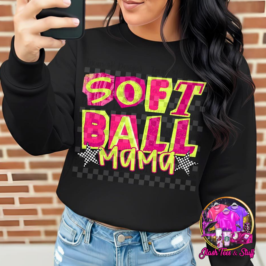 Softball Mama - With Checker Stars