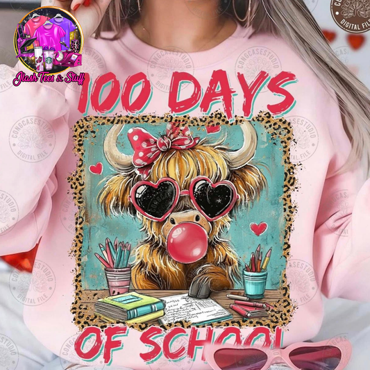 100 Days of School with Highland Cow